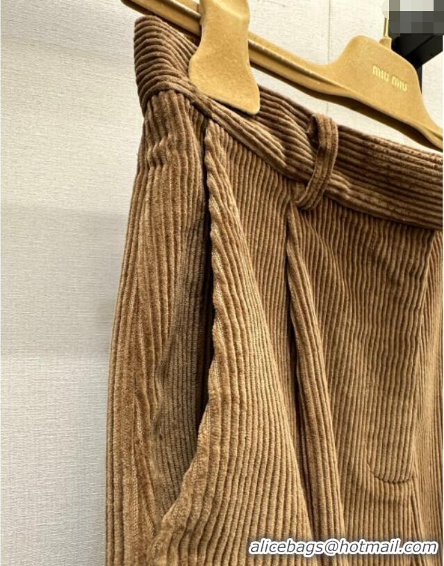 Best Quality Miu Miu Corduroy Jacket and Shorts Set MM122505 Brown 2025