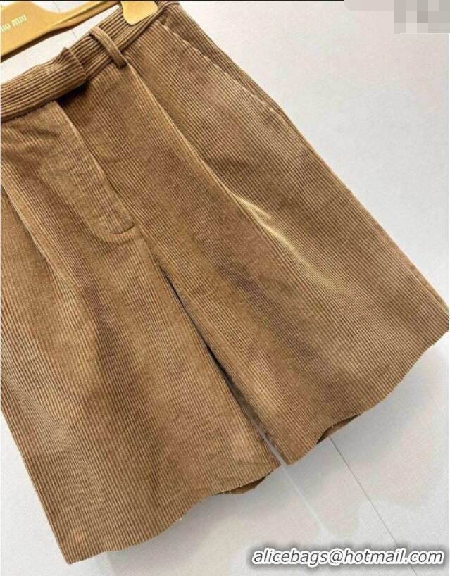 Best Quality Miu Miu Corduroy Jacket and Shorts Set MM122505 Brown 2025