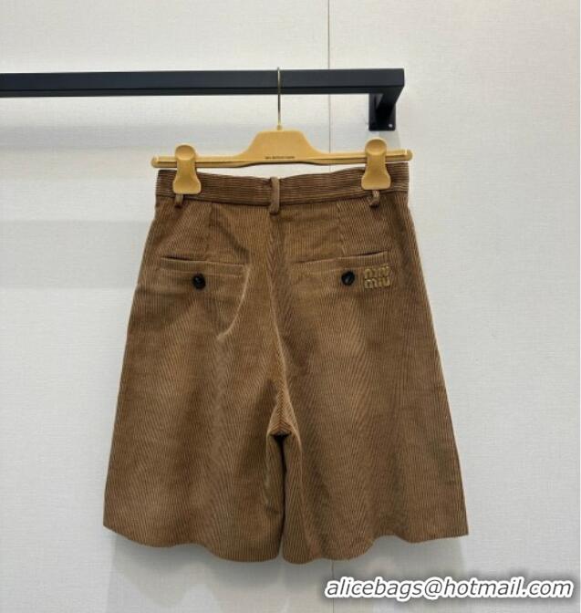 Best Quality Miu Miu Corduroy Jacket and Shorts Set MM122505 Brown 2025