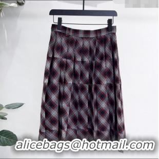 Super Quality Miu Miu Plaid Skirt MM122507 Red/Multicolor 2025