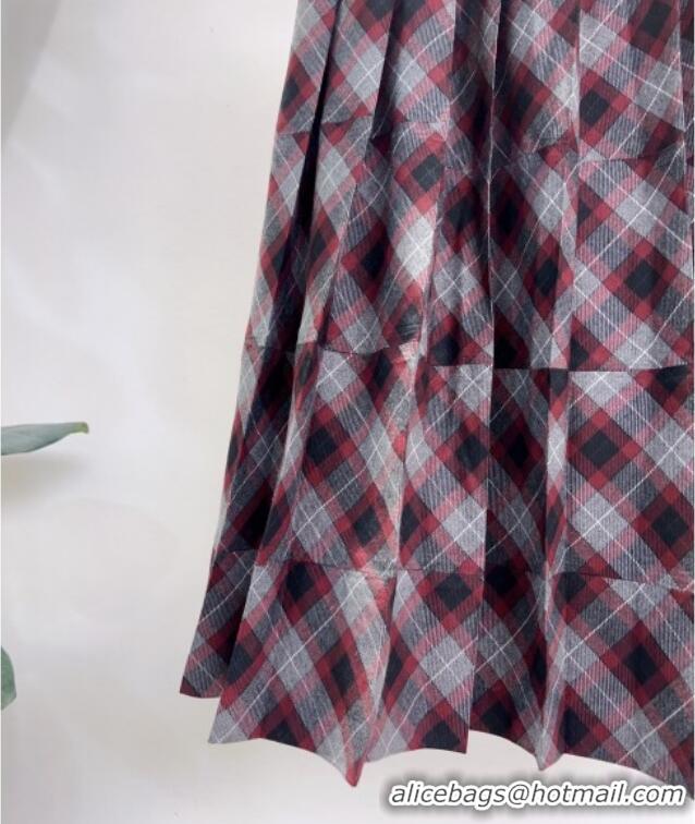 Super Quality Miu Miu Plaid Skirt MM122507 Red/Multicolor 2025