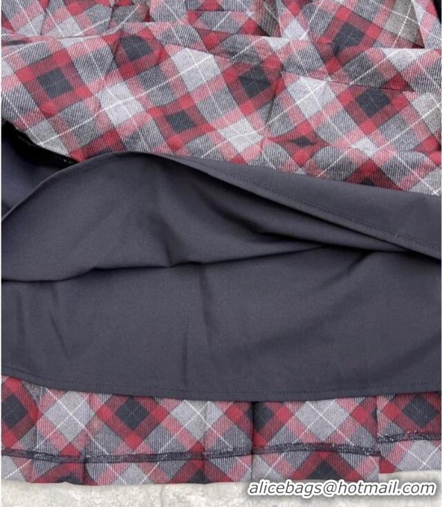Super Quality Miu Miu Plaid Skirt MM122507 Red/Multicolor 2025