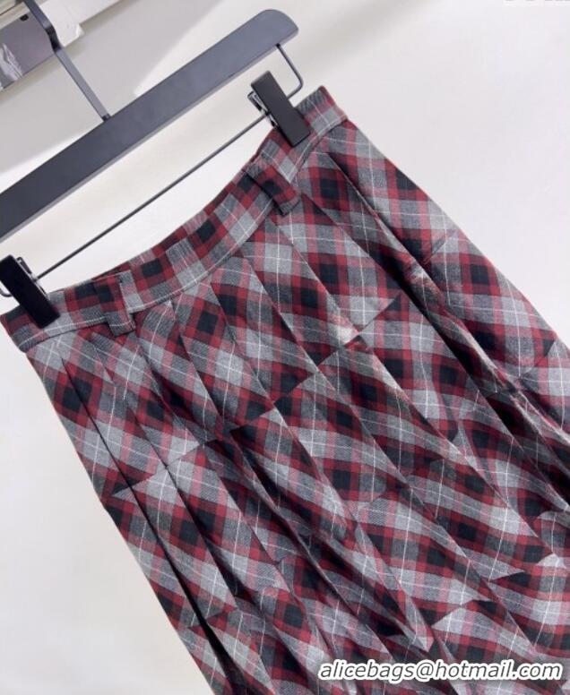 Super Quality Miu Miu Plaid Skirt MM122507 Red/Multicolor 2025