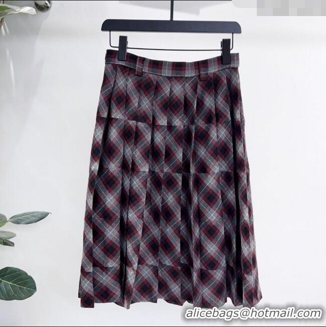 Super Quality Miu Miu Plaid Skirt MM122507 Red/Multicolor 2025