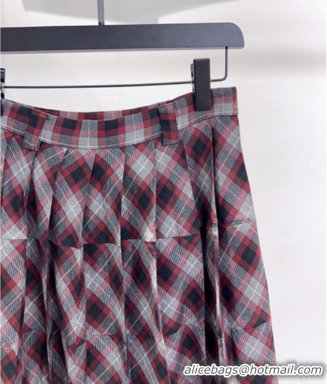 Super Quality Miu Miu Plaid Skirt MM122507 Red/Multicolor 2025