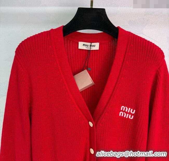 Buy Fashionable Miu Miu Wool Cardigan MM122505 Red 2025
