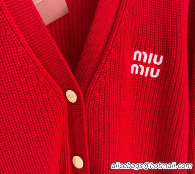 Buy Fashionable Miu Miu Wool Cardigan MM122505 Red 2025