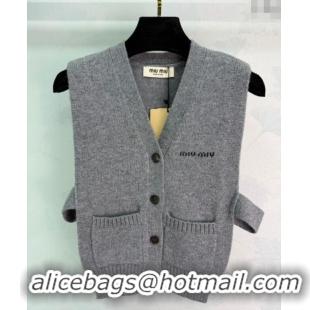 Luxury Discount Miu Miu Wool Vest MM122506 Grey 2025