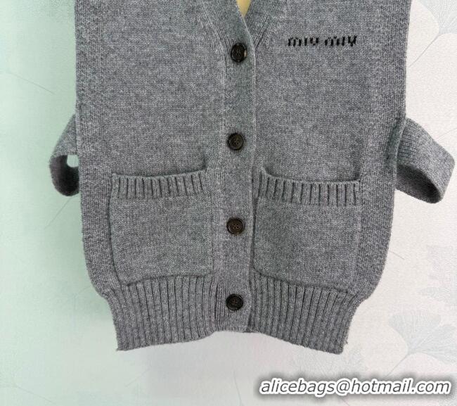 Luxury Discount Miu Miu Wool Vest MM122506 Grey 2025