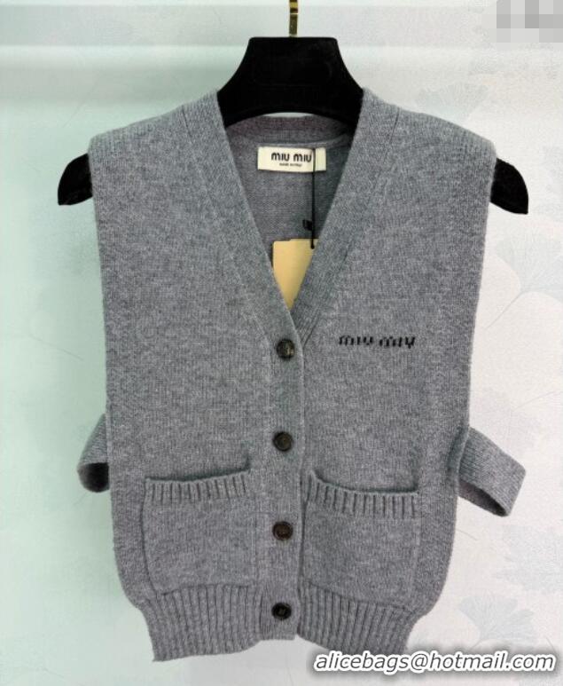 Luxury Discount Miu Miu Wool Vest MM122506 Grey 2025