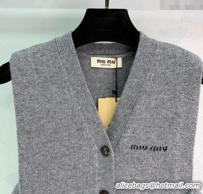 Luxury Discount Miu Miu Wool Vest MM122506 Grey 2025