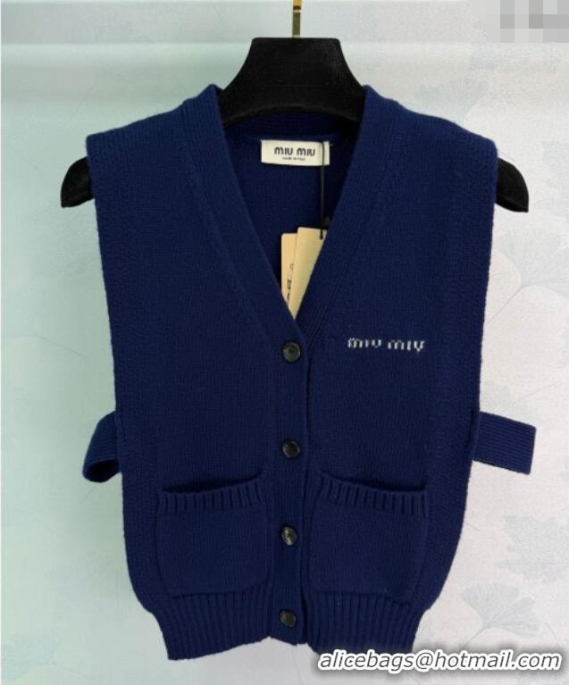 Top Grade Miu Miu Wool Vest MM122506 Dark Blue 2025