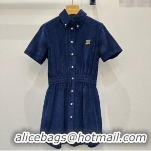 Luxury Discount Miu Miu Corduroy Dress MM122508 Blue 2025