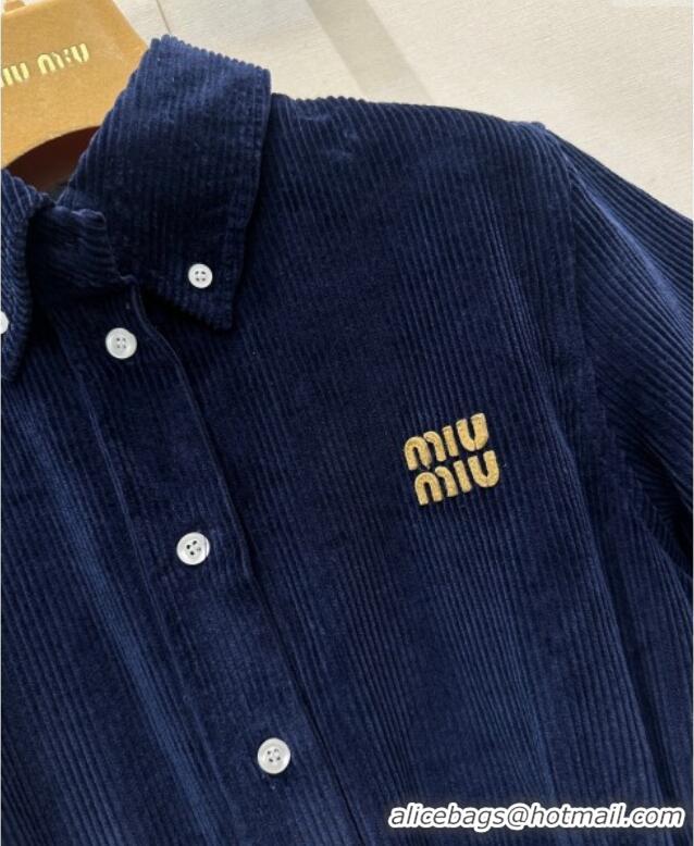 Luxury Discount Miu Miu Corduroy Dress MM122508 Blue 2025