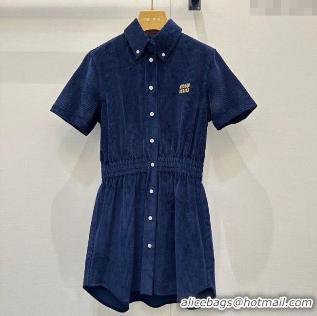 Luxury Discount Miu Miu Corduroy Dress MM122508 Blue 2025