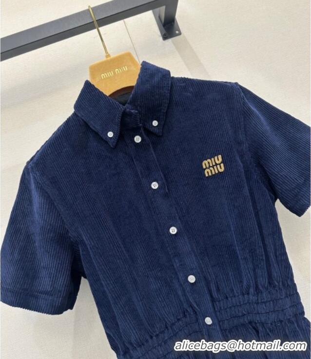Luxury Discount Miu Miu Corduroy Dress MM122508 Blue 2025