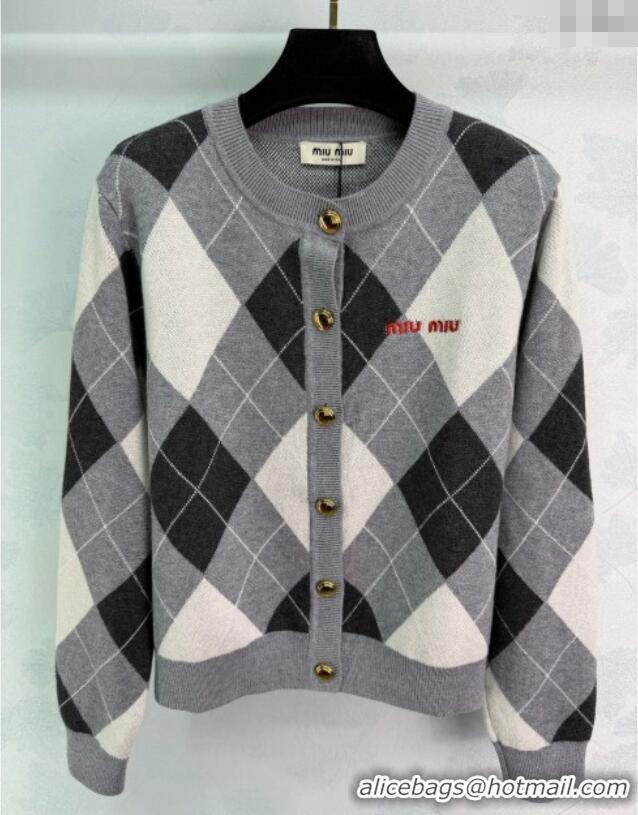 Top Grade Miu Miu Wool Cashmere Cardigan MM122511 Grey 2025