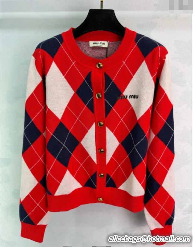 Good Quality Miu Miu Wool Cashmere Cardigan MM122511 Red 2025