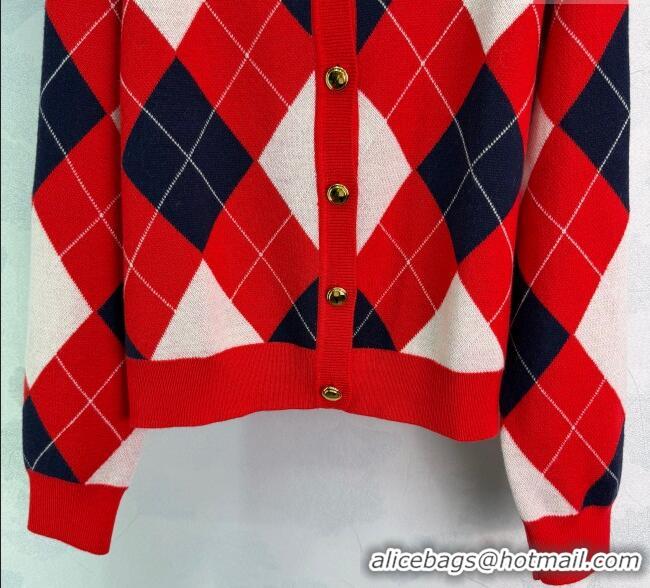 Good Quality Miu Miu Wool Cashmere Cardigan MM122511 Red 2025
