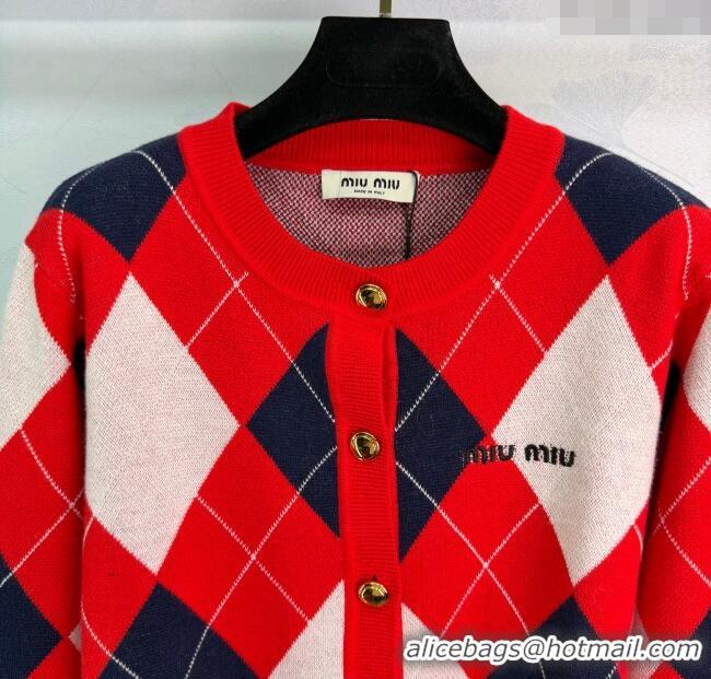 Good Quality Miu Miu Wool Cashmere Cardigan MM122511 Red 2025