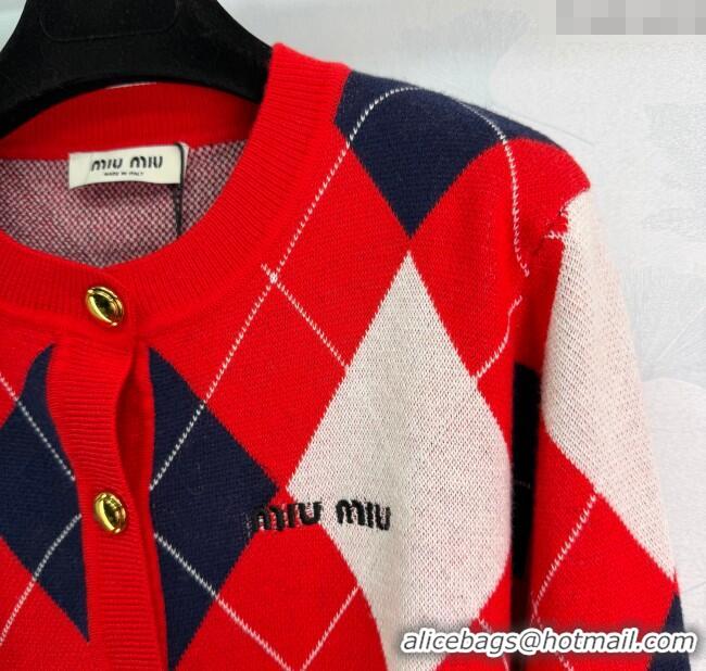 Good Quality Miu Miu Wool Cashmere Cardigan MM122511 Red 2025