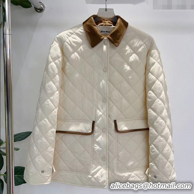 Best Price Miu Miu Quilted Jacket MM122513 White 2025