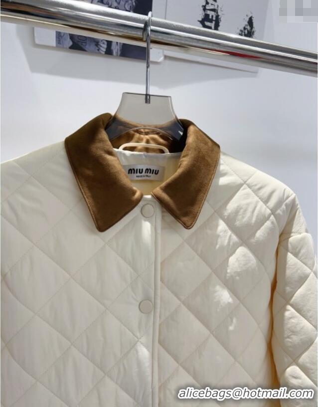 Best Price Miu Miu Quilted Jacket MM122513 White 2025
