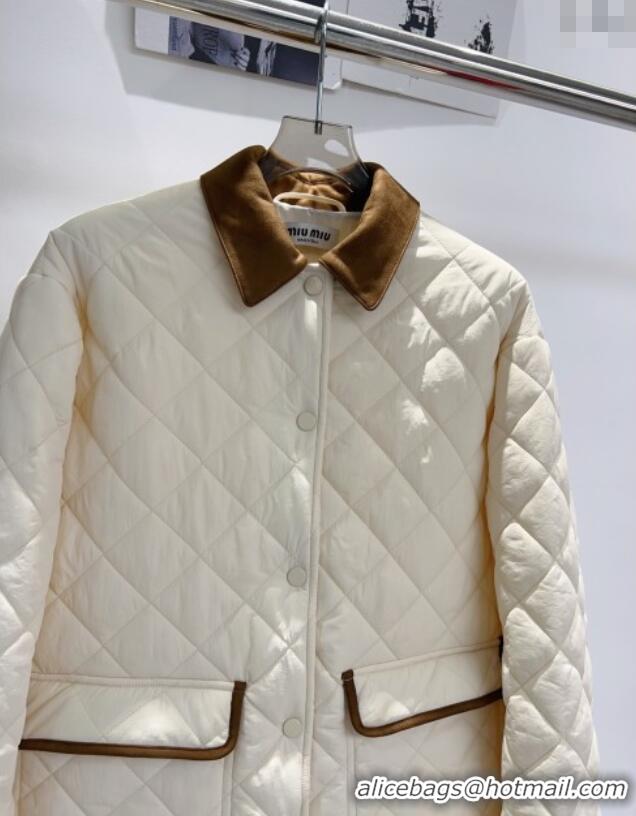 Best Price Miu Miu Quilted Jacket MM122513 White 2025
