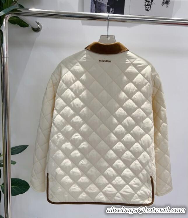 Best Price Miu Miu Quilted Jacket MM122513 White 2025
