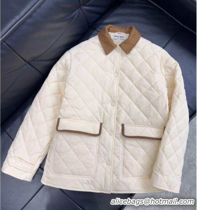 Best Price Miu Miu Quilted Jacket MM122513 White 2025