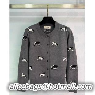 Super Quality Miu Miu Embroidered Cardigan MM122514 Grey 2025