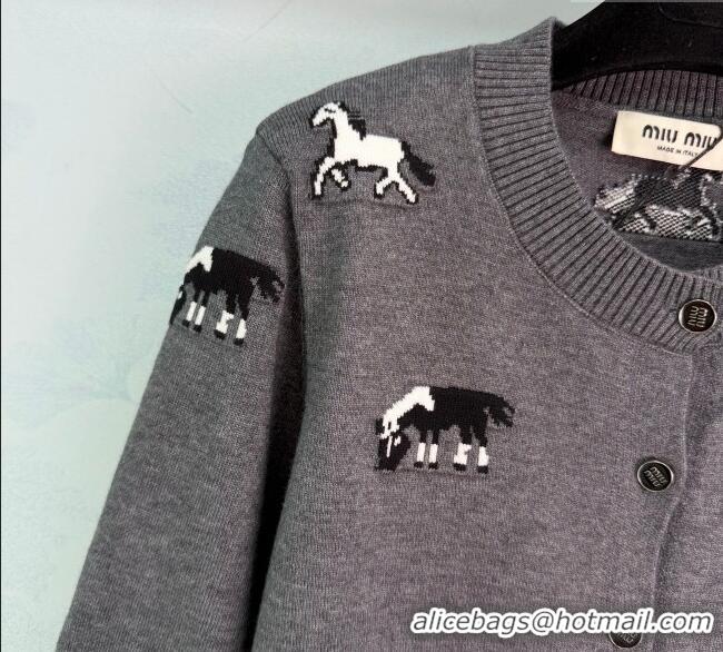 Super Quality Miu Miu Embroidered Cardigan MM122514 Grey 2025