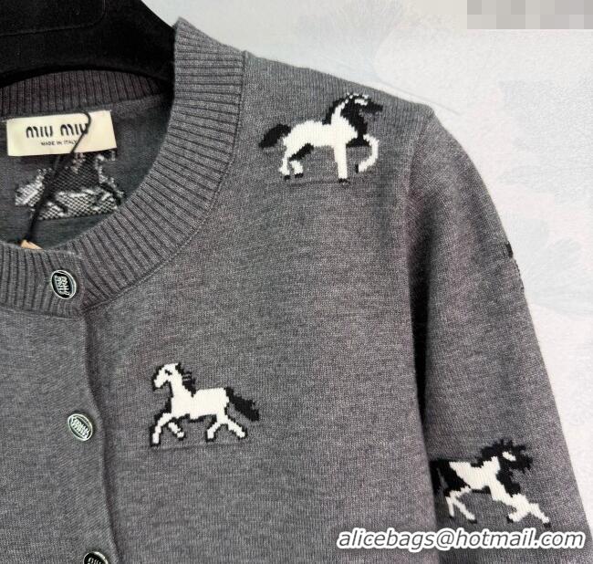 Super Quality Miu Miu Embroidered Cardigan MM122514 Grey 2025