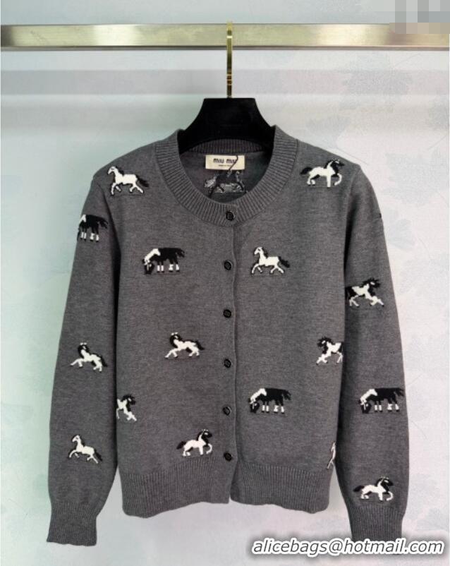 Super Quality Miu Miu Embroidered Cardigan MM122514 Grey 2025