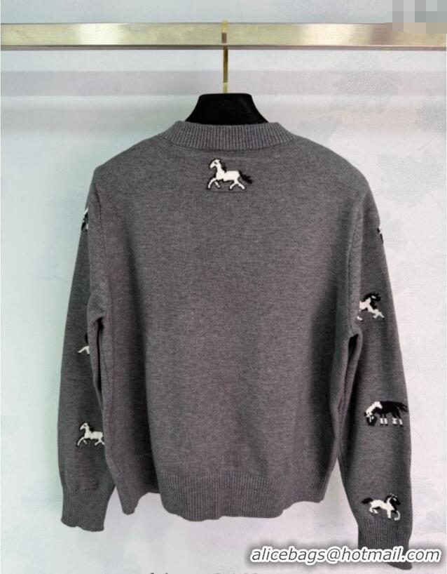 Super Quality Miu Miu Embroidered Cardigan MM122514 Grey 2025