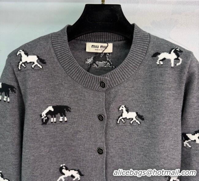 Super Quality Miu Miu Embroidered Cardigan MM122514 Grey 2025