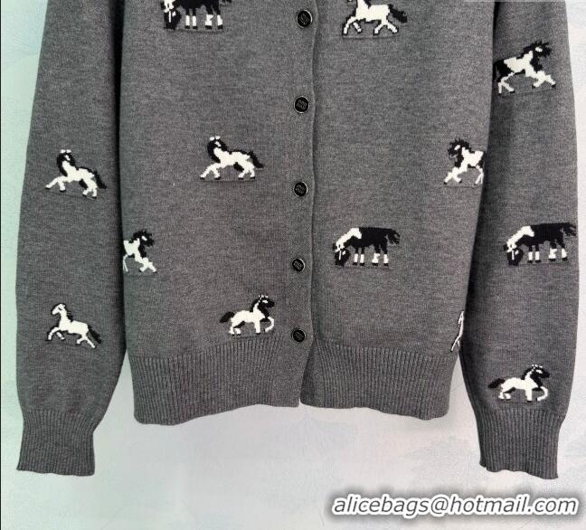 Super Quality Miu Miu Embroidered Cardigan MM122514 Grey 2025