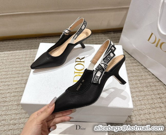 Good Quality Dior J'Adior Slingbacks Pumps 6.5cm in Black Calfskin Leather 1217064