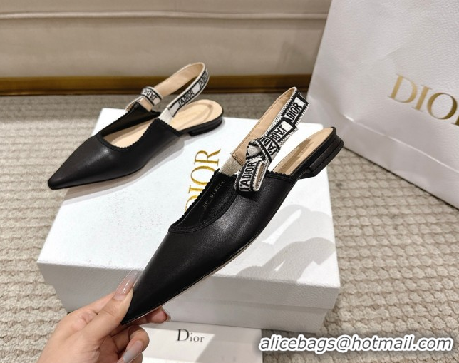 Perfect Dior J'Adior Slingbacks Ballet Flats in Black Calfskin Leather 1217066
