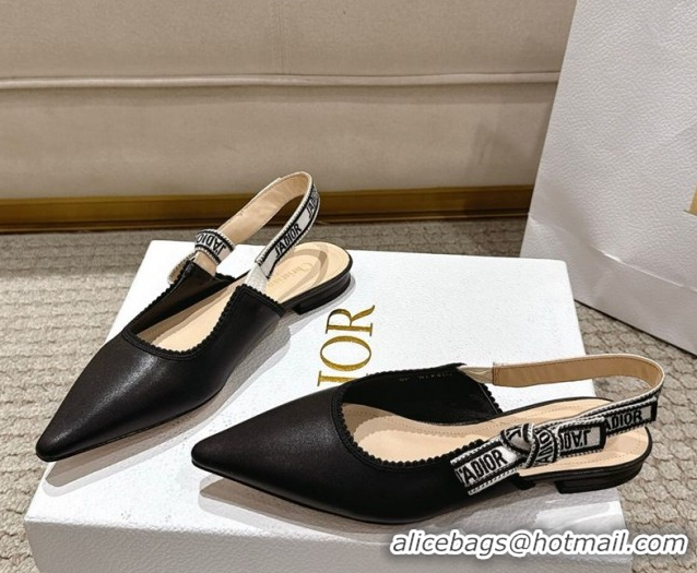 Perfect Dior J'Adior Slingbacks Ballet Flats in Black Calfskin Leather 1217066