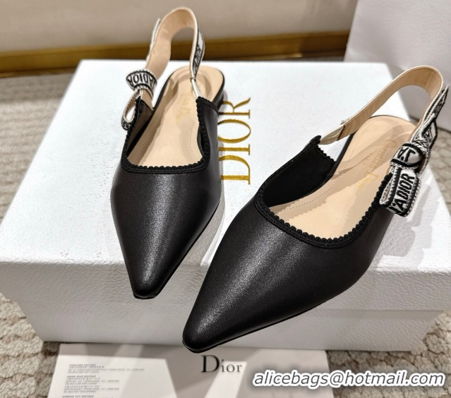 Perfect Dior J'Adior Slingbacks Ballet Flats in Black Calfskin Leather 1217066