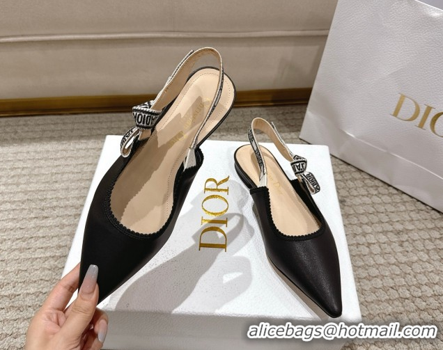 Perfect Dior J'Adior Slingbacks Ballet Flats in Black Calfskin Leather 1217066