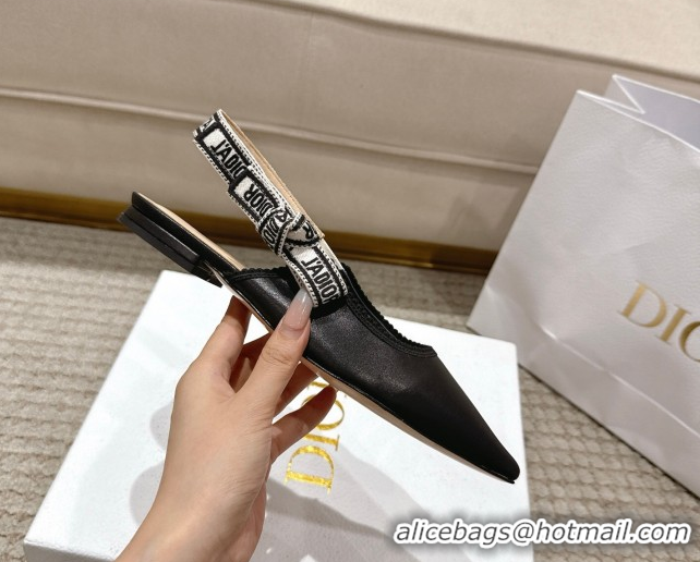 Perfect Dior J'Adior Slingbacks Ballet Flats in Black Calfskin Leather 1217066