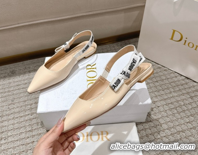 Classic Hot Dior J'Adior Slingbacks Ballet Flats in Patent Leather Nude 1217067