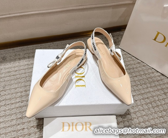 Classic Hot Dior J'Adior Slingbacks Ballet Flats in Patent Leather Nude 1217067