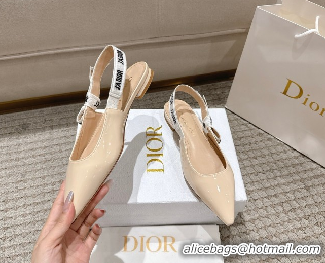 Classic Hot Dior J'Adior Slingbacks Ballet Flats in Patent Leather Nude 1217067