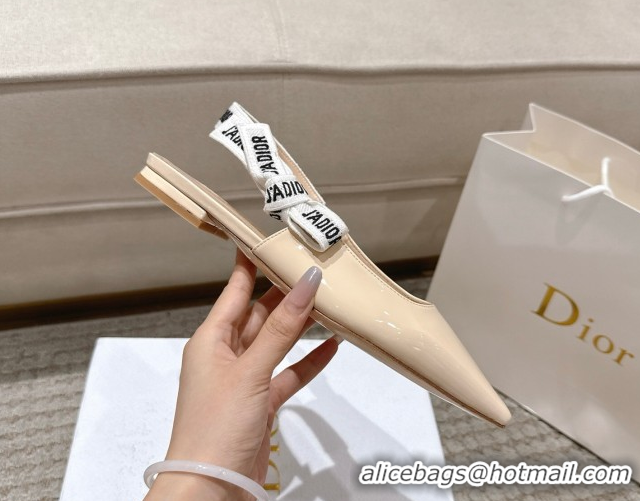 Classic Hot Dior J'Adior Slingbacks Ballet Flats in Patent Leather Nude 1217067