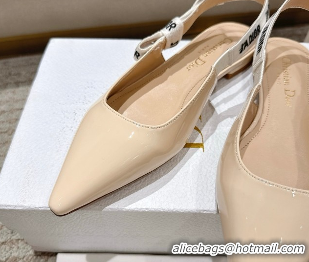 Classic Hot Dior J'Adior Slingbacks Ballet Flats in Patent Leather Nude 1217067