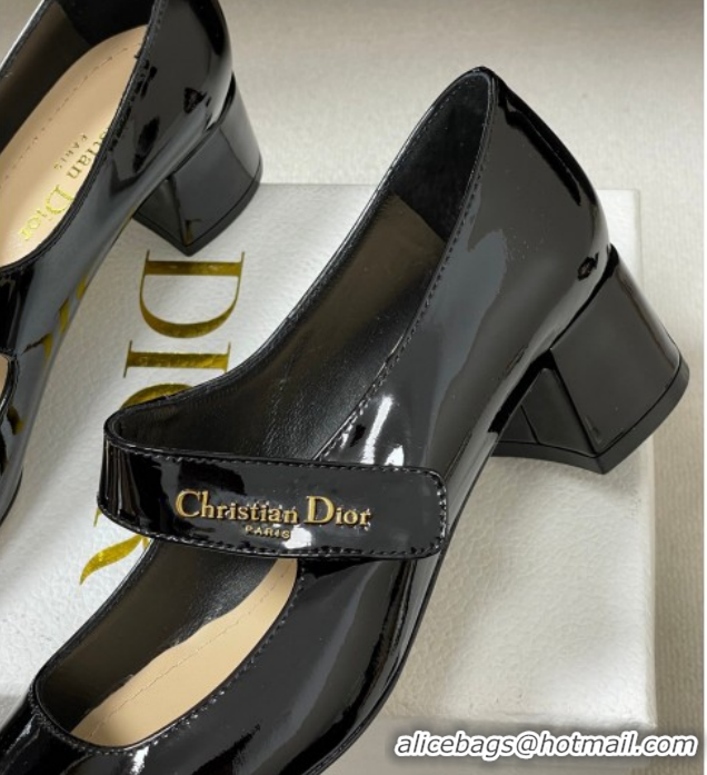 Sumptuous Dior Patent Leather Mary Janes Pumps 4cm Black DR121704 1217069