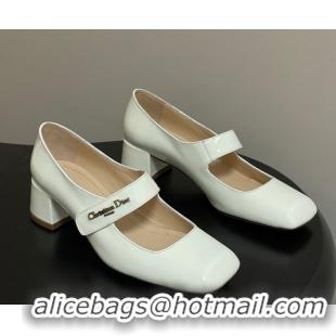 Generous Dior Patent Leather Mary Janes Pumps 4cm White DR121704 1217070